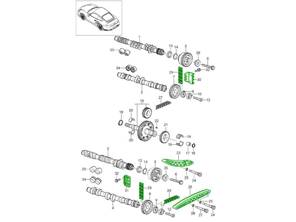 Kit de chaîne de distribution pour moteur Porsche 997 Turbo 3.6L M97.70 (2007-2009). - 99710555171, 99610503775, 99710516570, 99610516770, 99610516670, 99610503875